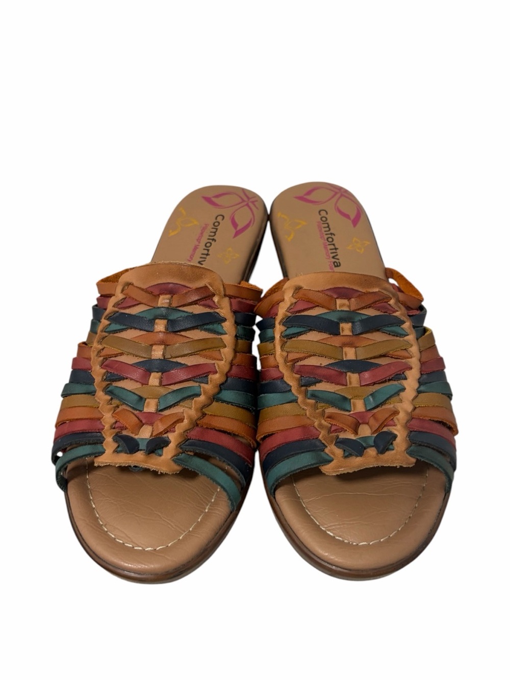 Comfortiva Felida Leather Woven Multicolor Sandals - New - 8.5N